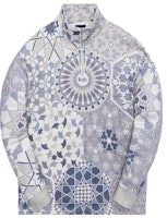 KITH Tile Print Half-Zip Mock Neck Sweatshirt Jacket Blue. KH2662-210 KITH Tile Print Half-Zip Mock Neck Sweatshirt Jacket Blue. KH2662-210