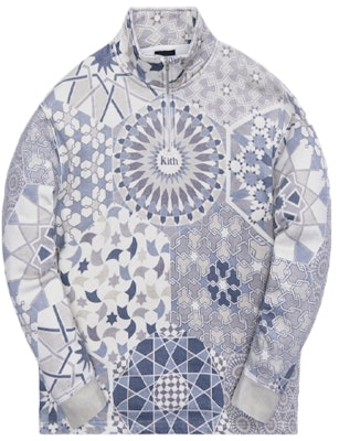 KITH Tile Print Half-Zip Mock Neck Sweatshirt Jacket Blue. KH2662-210 Order KITH Tile Print Half-Zip Mock Neck Sweatshirt Jacket Blue. KH2662-210