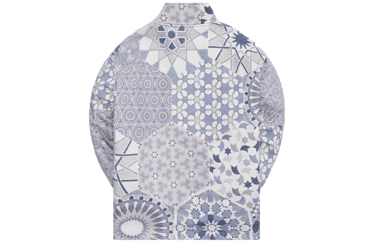 Lookbook KITH Tile Print Half-Zip Mock Neck Sweatshirt Jacket Blue. KH2662-210