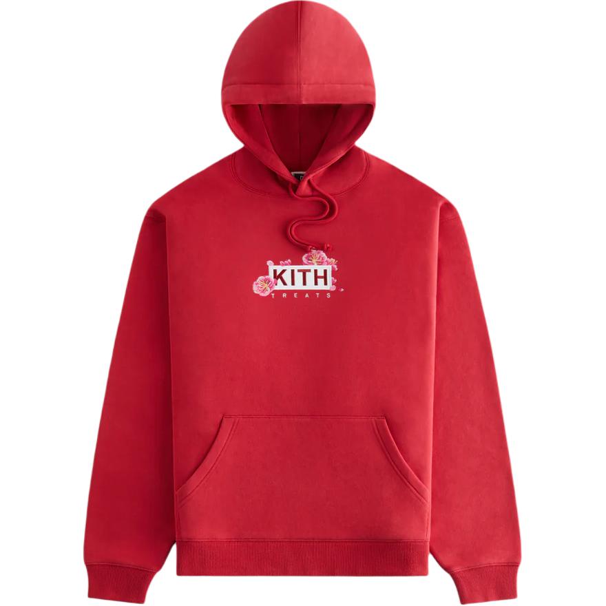 KITH Treats Plum Blossom Williams III Red Hoodie Pullover Unisex Sweatshirt. KHT030166-619