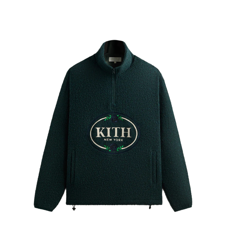 KITH Tweed Eric Winter 2024 Half-Zip Pullover Sweatshirt Green KHM010666-4012