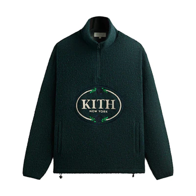 KITH Tweed Eric Winter 2024 Half-Zip Pullover Sweatshirt Green KHM010666-4012