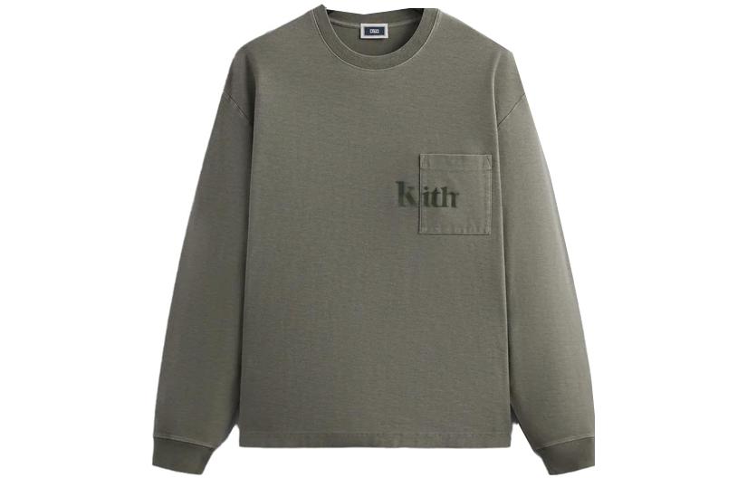 KITH Unisex Solid Color Crewneck Oversized Long-Sleeve Sweatshirt Light Green khm031317-335