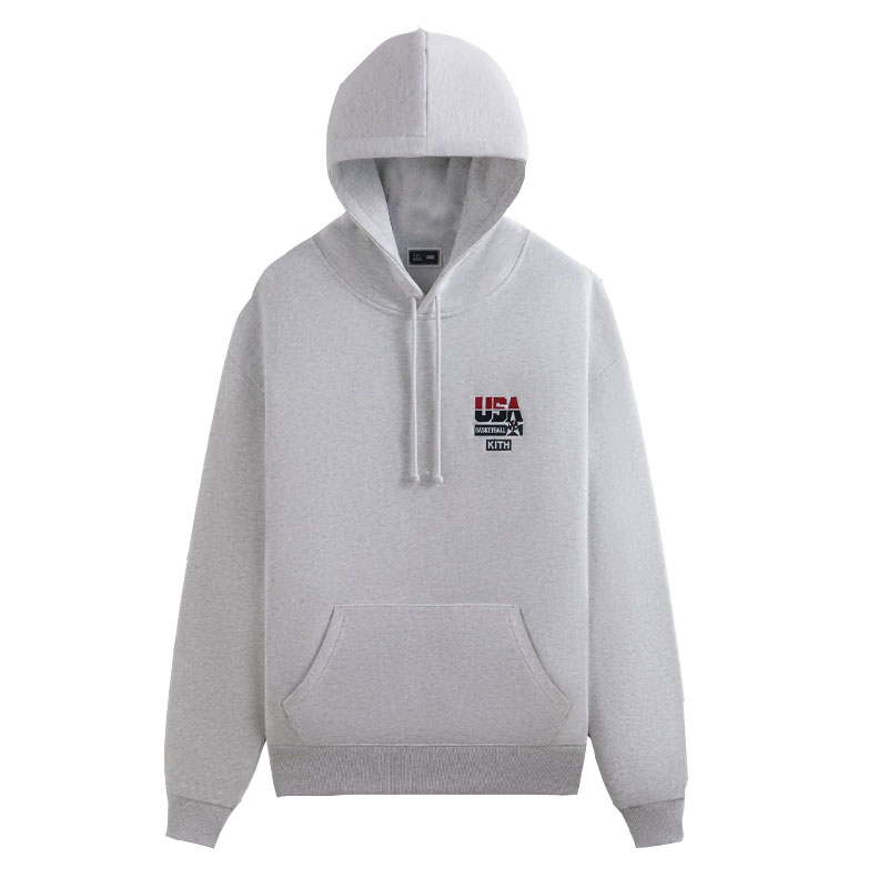 KITH USA Basketball SS24 Nelson Vintage Hoodie Grey Retro Pullover KHM032496-002