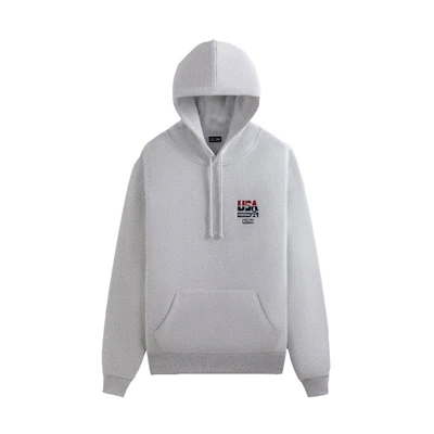 KITH USA Basketball SS24 Nelson Vintage Hoodie Grey Retro Pullover KHM032496-002