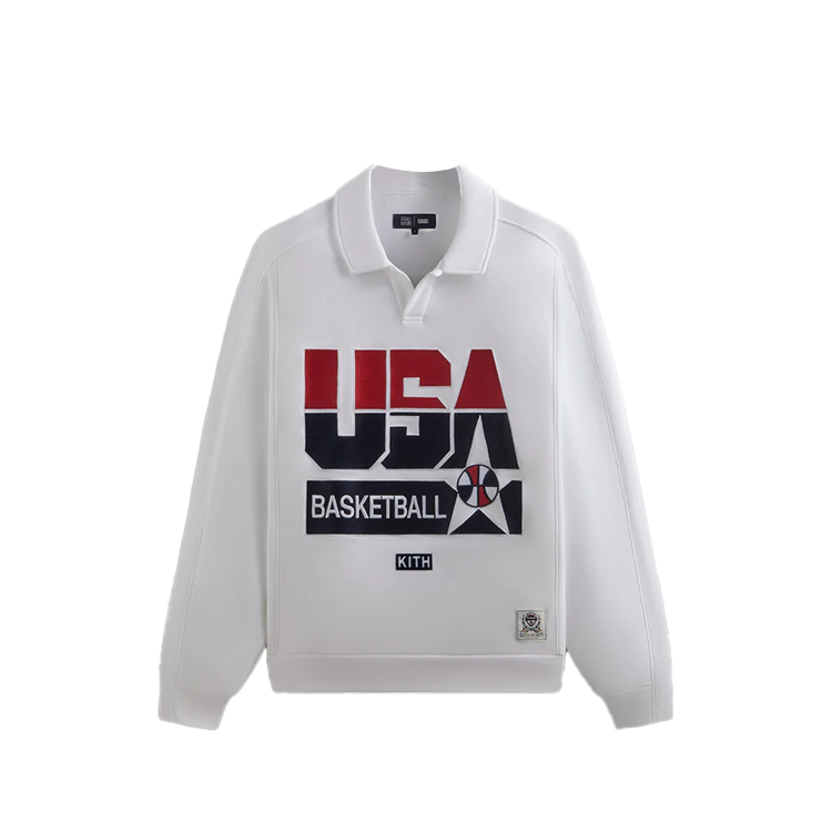 KITH USA Basketball SS24 Retro Crewneck Sweatshirt - White KHM032277-101