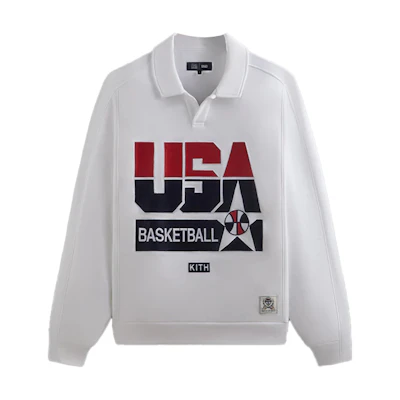 KITH USA Basketball SS24 Retro Crewneck Sweatshirt - White KHM032277-101