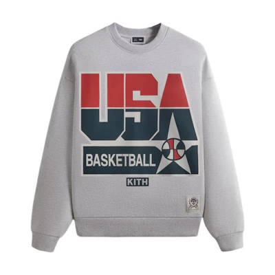 KITH USA Basketball SS24 Retro Logo Crewneck Sweatshirt Unisex - Gray KHM032495-002