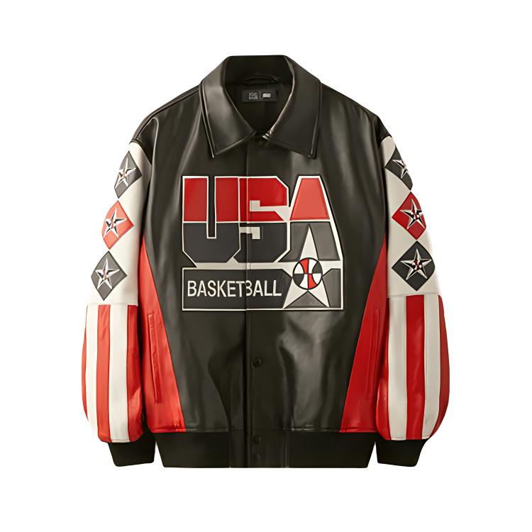 KITH USA Basketball SS24 Team Logo Graphic Long Sleeve Jacket Unisex Black KHM010719-001