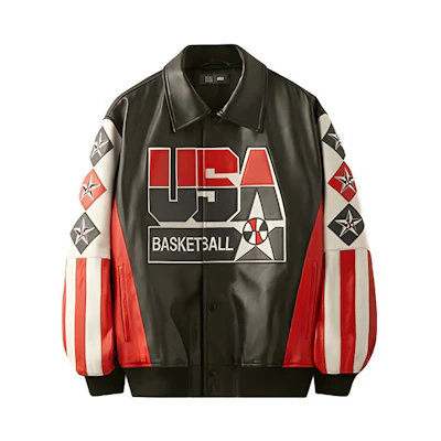 KITH USA Basketball SS24 Team Logo Graphic Long Sleeve Jacket Unisex Black KHM010719-001