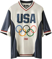 KITH USA Basketball SS24 Team Logo V-Neck T-Shirt Unisex Blue White 11225 KITH USA Basketball SS24 Team Logo V-Neck T-Shirt Unisex Blue White 11225