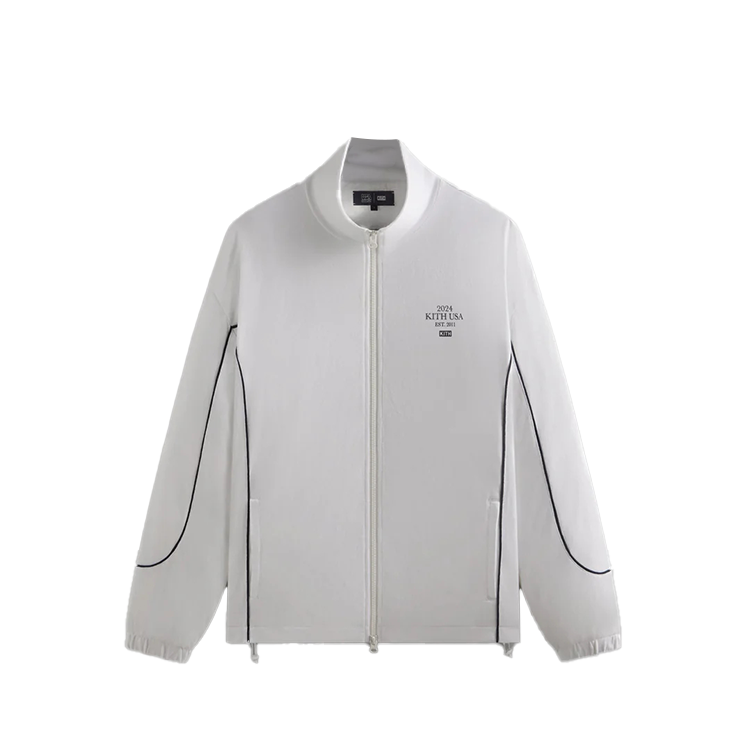 KITH USA Basketball SS24 White Stylish Comfort Zip-Up Jacket KHM010574-101
