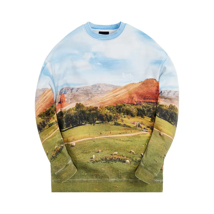 KITH Valley Crewneck White - Nature Mountain Graphic Unisex Sweatshirt KHM030343-101