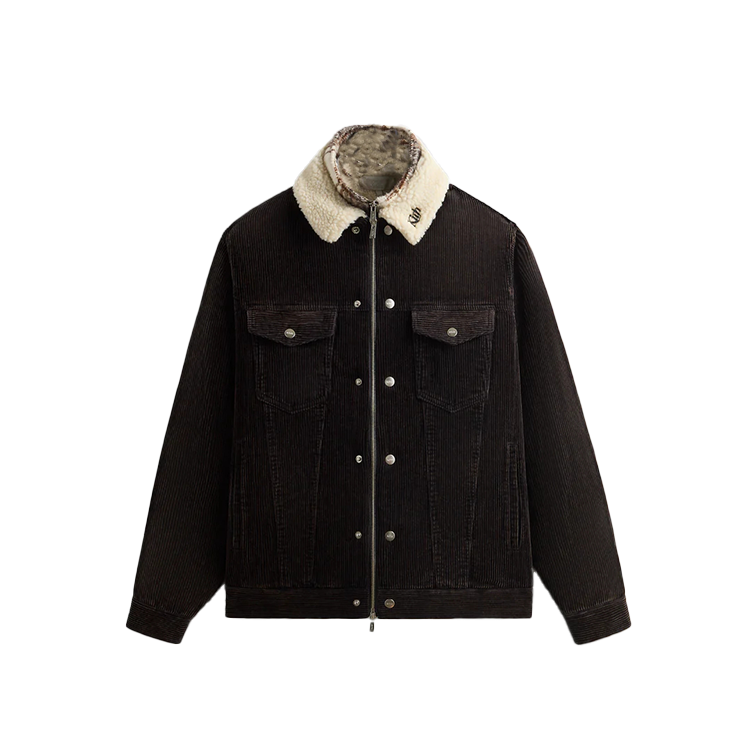 KITH Winter 2024 Washed Corduroy Zip Jacket Brown Long Sleeve Outerwear KHM010746-432