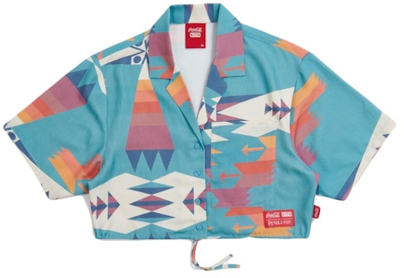 KITH Women x Coca-Cola Cropped Camp Collar Teal/Multi Buy KITH Women x Coca-Cola Cropped Camp Collar Teal/Multi