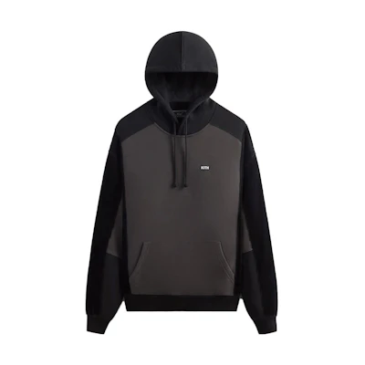 KITH Wool Panel Corduroy Sleeve Drawstring Hoodie Unisex Black KHM031504-001