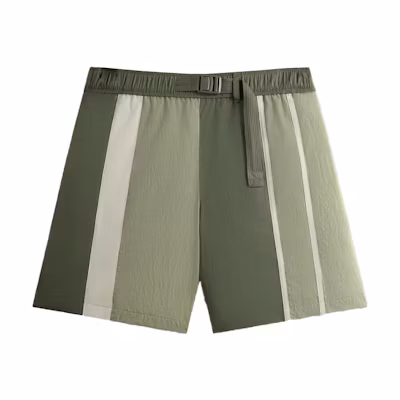 KITH Wrinkle Nylon Colorblock Mid-Rise Casual Shorts Green - Fashion. khm060569-391