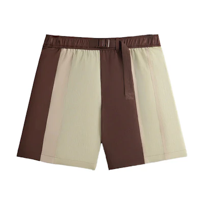 KITH Wrinkle Nylon Mason Colorblock Casual Mid-Rise Shorts Brown . khm060569-284