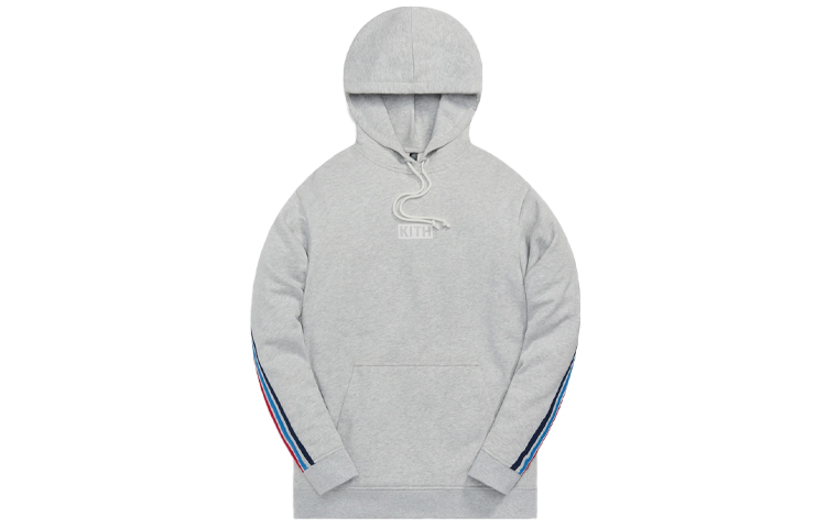 KITH adidas Hoodie Light Heather Grey Striped Unisex Pullover Grey AAH47917