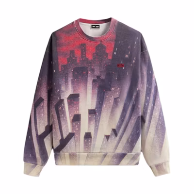 KITH Batman FW24 Animated City Vintage Nelson Crewneck Sweatshirt Men KHM032785-620
