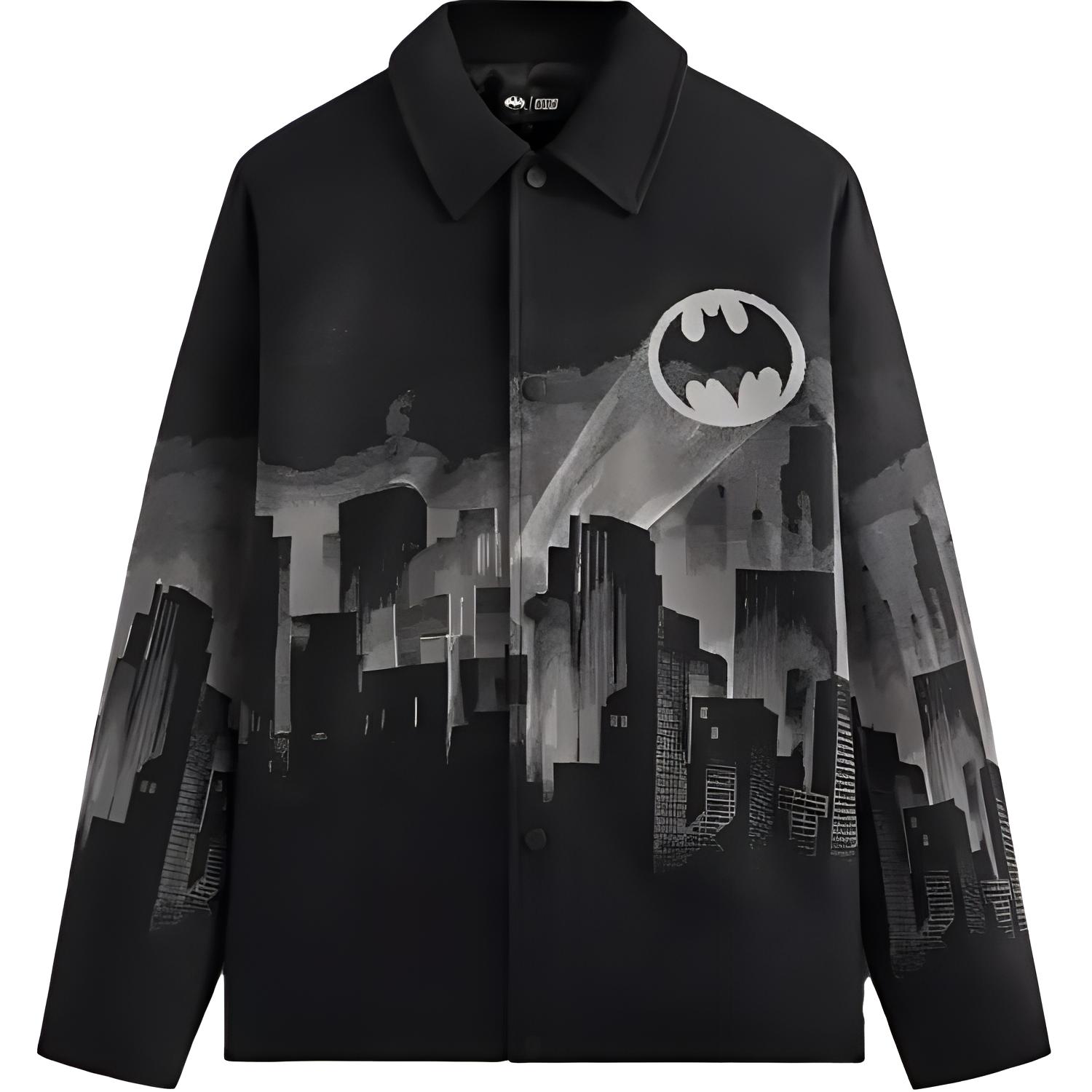 KITH x BATMAN FW24 Black Printed Shirt Jacket - Stylish & Comfortable KHM010706-001