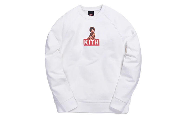 KITH BIGGIE Collab Logo Kids Print Crewneck Long Sleeve Sweatshirt White Men KH2434-101