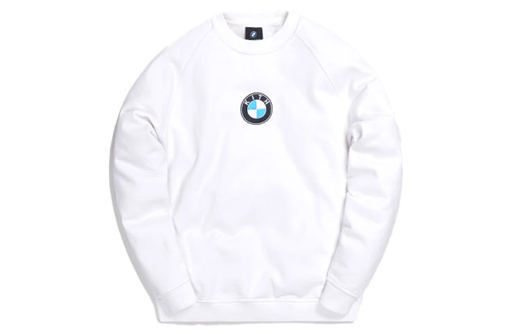 KITH BMW Collaborative White Crewneck Sweatshirt Unisex with BMW Print KH2590-101