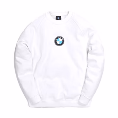 KITH BMW Collaborative White Crewneck Sweatshirt Unisex with BMW Print KH2590-101