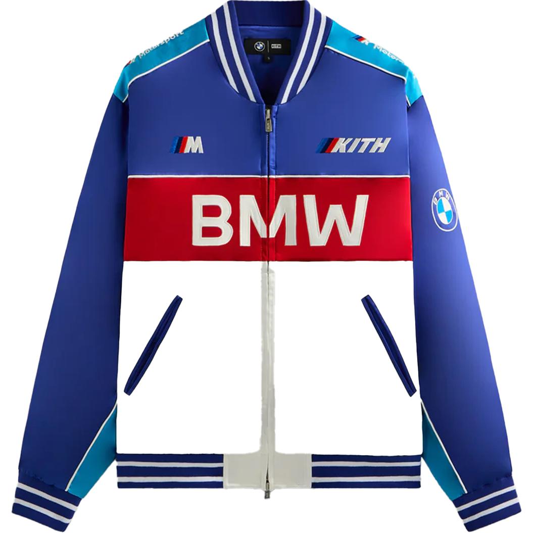 Order KITH x BMW Chaqueta Moto Logo Souvenir Blanco Azul Moda y Comodidad KHM010734-5001