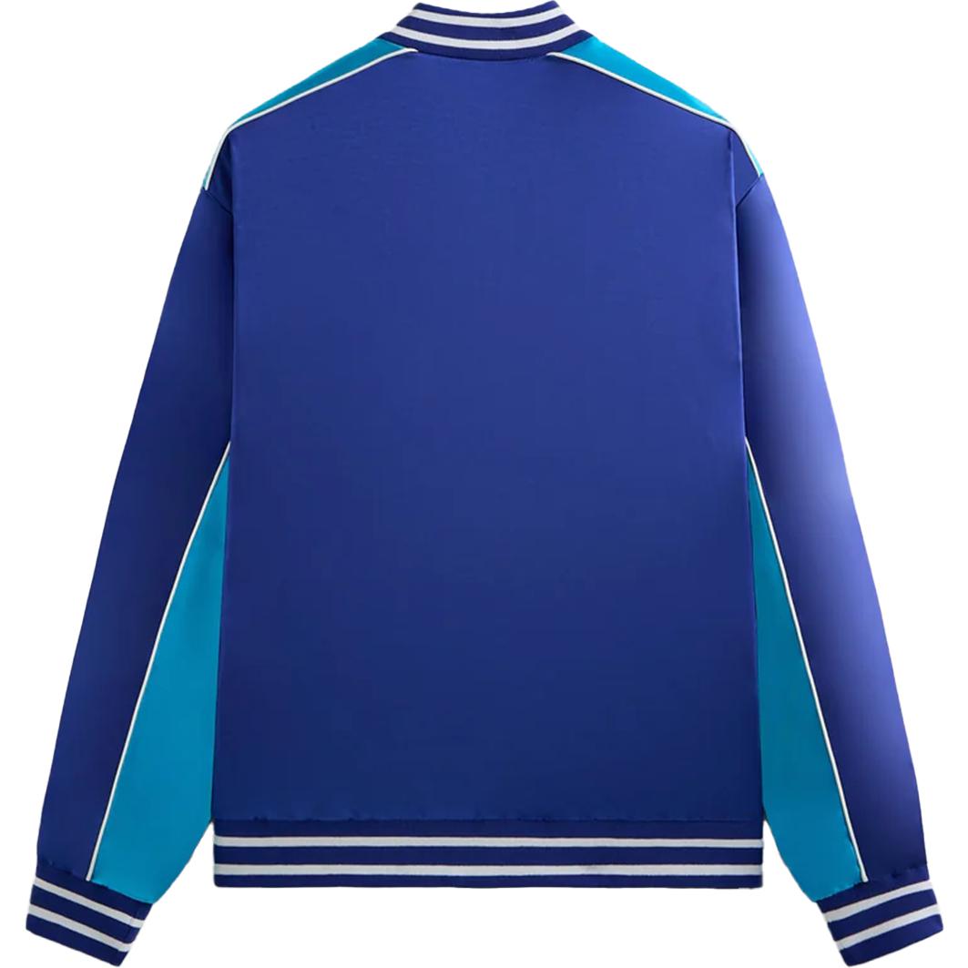 Lookbook KITH x BMW Chaqueta Moto Logo Souvenir Blanco Azul Moda y Comodidad KHM010734-5001