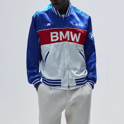 KITH x BMW Souvenir Logo Moto Jacket White Blue Fashionable Comfortwear KHM010734-5001 Shop KITH x BMW Souvenir Logo Moto Jacket White Blue Fashionable Comfortwear KHM010734-5001