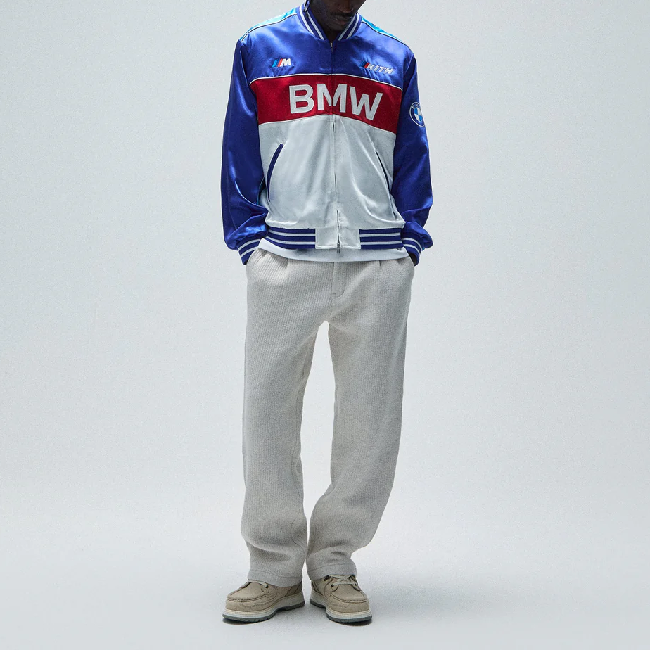 Purchase KITH x BMW Chaqueta Moto Logo Souvenir Blanco Azul Moda y Comodidad KHM010734-5001