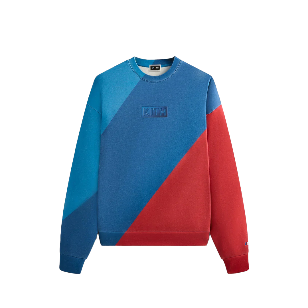 KITH BMW Vintage Nelson Colorblock Crewneck Sweatshirt Retro Style KHM033515-5001