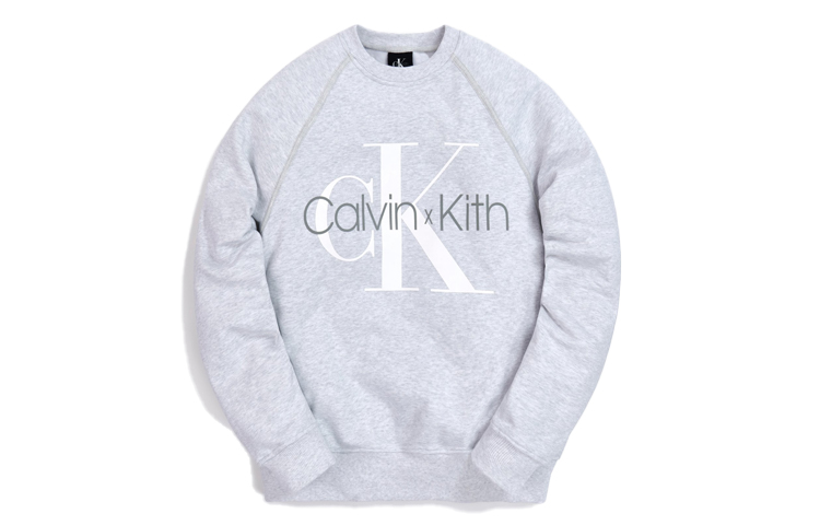 KITH Calvin Klein Logo Print Pullover Hoodie Unisex Light Gray KH2517-103