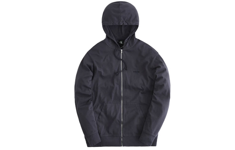 KITH Calvin Klein Williams I Zip Up Hoodie Navy Blue Unisex Embroidered Hoodie KHM030283-501