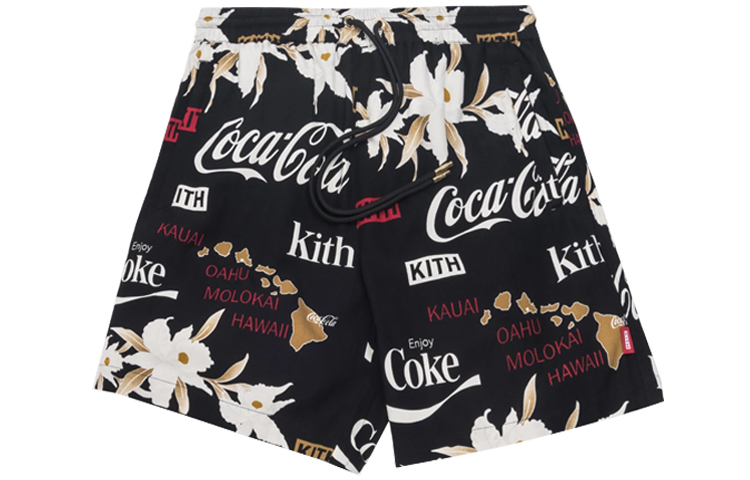 Lookbook 키스 x 코카콜라 하더웨이 올오버 프린트 유니섹스 블랙 반바지 KH-008