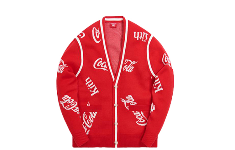 KITH Coca-Cola Logo All Over Print Knit Cardigan Sweater Unisex Red MNSWTRKM19027-CREA 圖 2