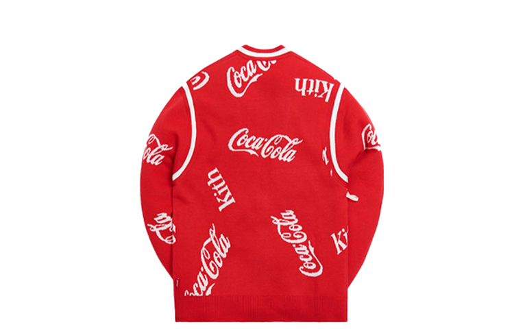 KITH Coca-Cola Logo All Over Print Knit Cardigan Sweater Unisex Red MNSWTRKM19027-CREA 圖 3