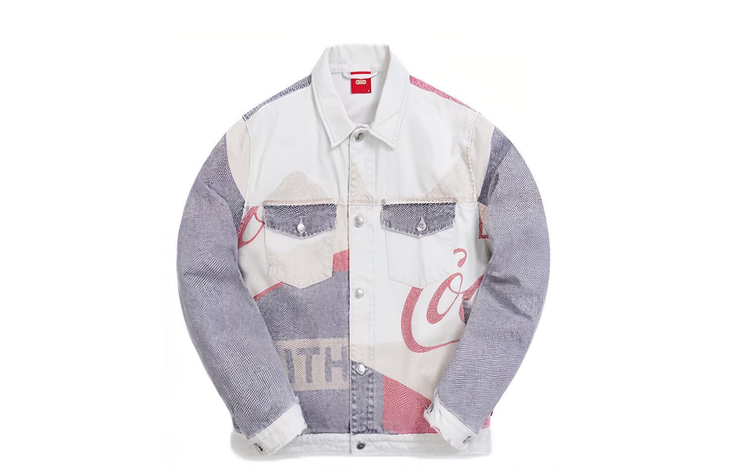 KITH x Coca-Cola Mountain Logo Denim Multi-Pocket Jacket Unisex Grey White KH1286-115