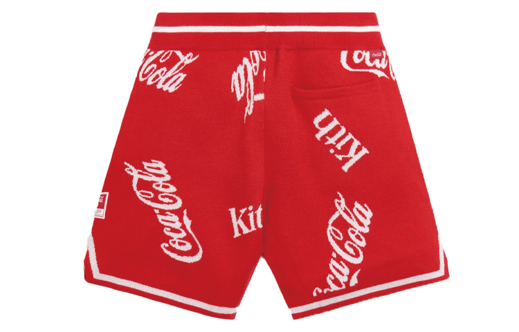 Lookbook 키스 x 코카콜라 유니섹스 레드 로고 자카드 반바지 MNSHORKM19025-CREA