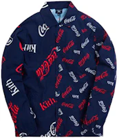 Order KITH x Coca-Cola x Mitchell & Ness Navy Letter Print Long Sleeve Shirt Unisex MNBFJKKM19024-BLUE