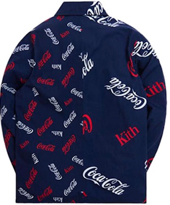 KITH x Coca-Cola x Mitchell & Ness Navy Letter Print Long Sleeve Shirt Unisex MNBFJKKM19024-BLUE Lookbook KITH x Coca-Cola x Mitchell & Ness Navy Letter Print Long Sleeve Shirt Unisex MNBFJKKM19024-BLUE