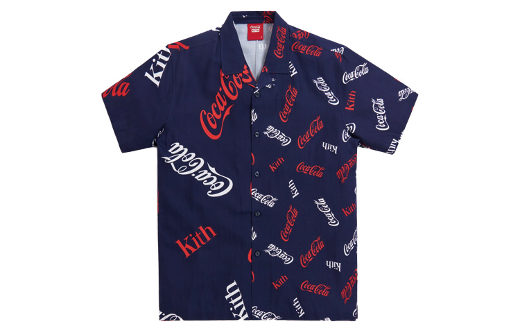 KITH x Coca Cola Blue Logo Print Camp Shirt Unisex Limited Edition KH3848-102