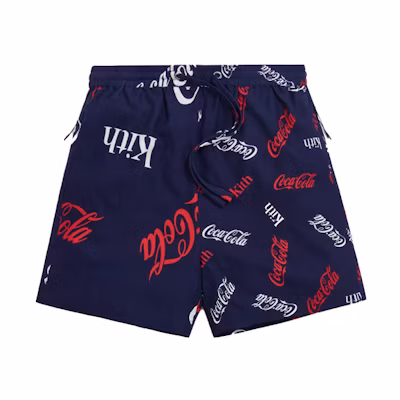 KITH Coca Cola Logo Print Drawstring Shorts Unisex Blue KH6378-102