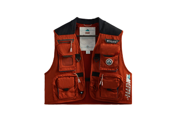 KITH x Columbia Henrys Fork V Outdoor Utility Vest Red Mens Casual Wear. XM8540-838