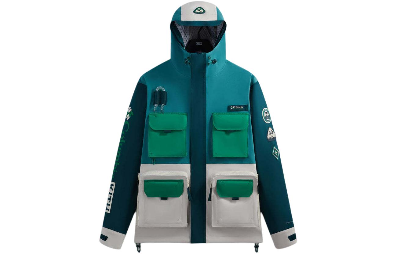 KITH x Columbia SS24 Colorblock Multi-Pocket Hooded Jacket  Waterfall Blue. 2103971-340
