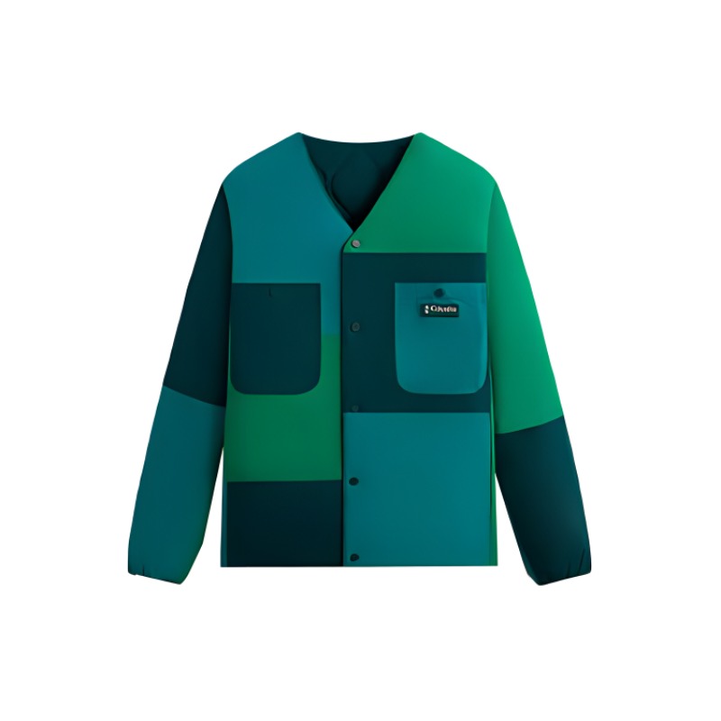 KITH Columbia SS24 Colorblock V-Neck Long Sleeve Jacket Unisex Green 2103981-340 圖 2