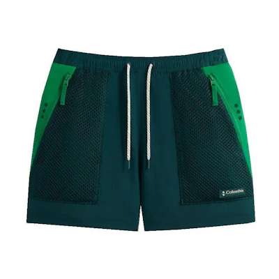 KITH Columbia SS24 Drawstring Casual Shorts Unisex Midnight Blue Green. 2104021-301