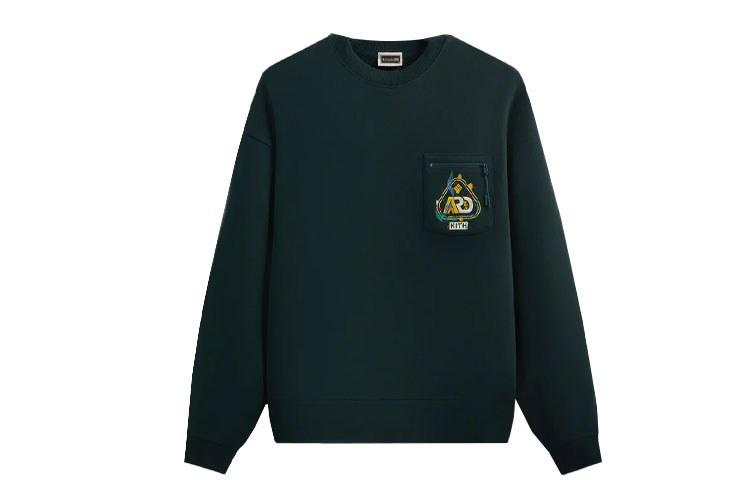 KITH Columbia SS24 Embroidered Logo Crewneck Sweatshirt Stadium Green Mens KHM032011-302