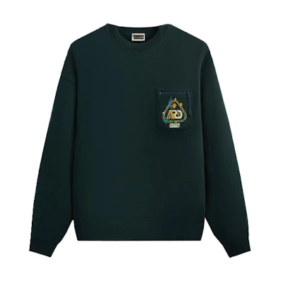KITH Columbia SS24 Embroidered Logo Crewneck Sweatshirt Stadium Green Mens KHM032011-302
